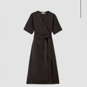 Everlane The Wrap Dress Black Linen
